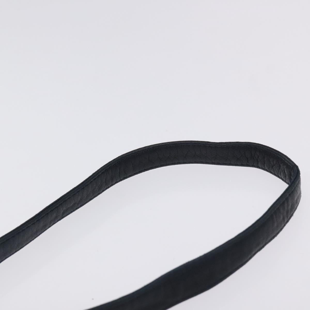 BALLY Shoulder Bag Leather Navy Gold Auth BA3407