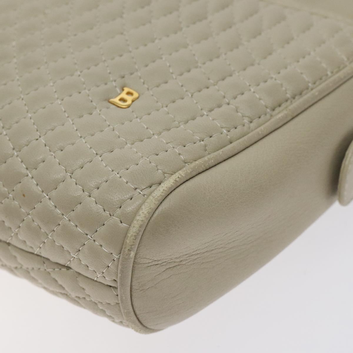 BALLY Shoulder Bag Leather Beige Gold Auth BA3408