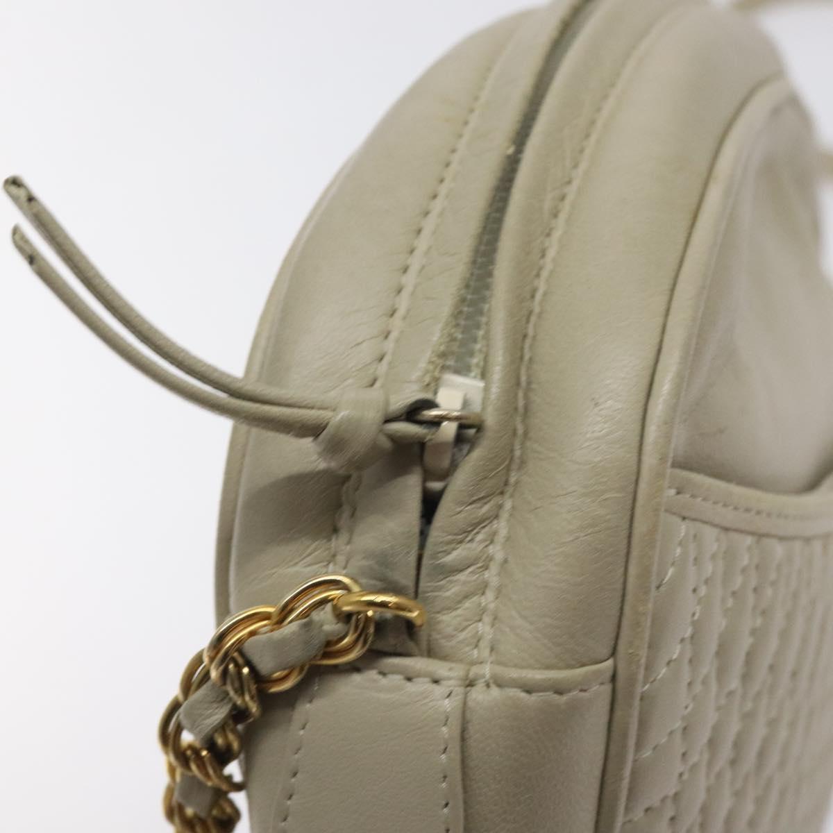 BALLY Shoulder Bag Leather Beige Gold Auth BA3408