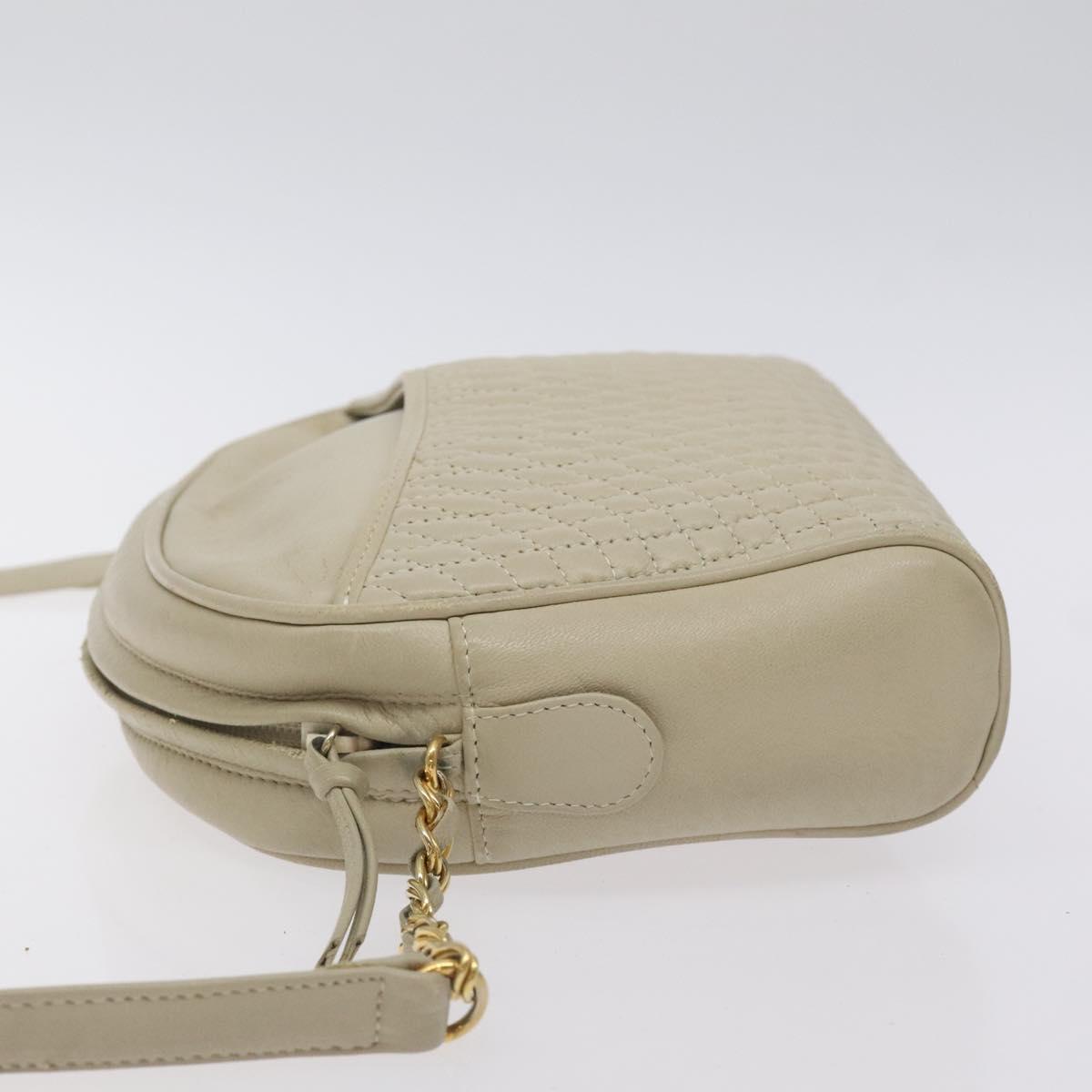 BALLY Shoulder Bag Leather Beige Gold Auth BA3408