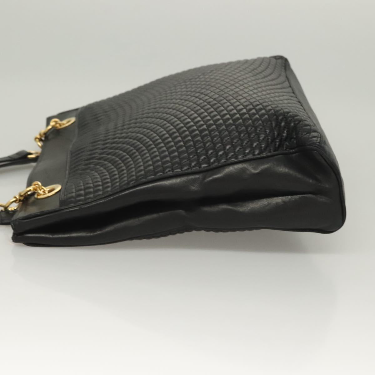 BALLY Tote Bag Leather Black Gold Auth BA3412