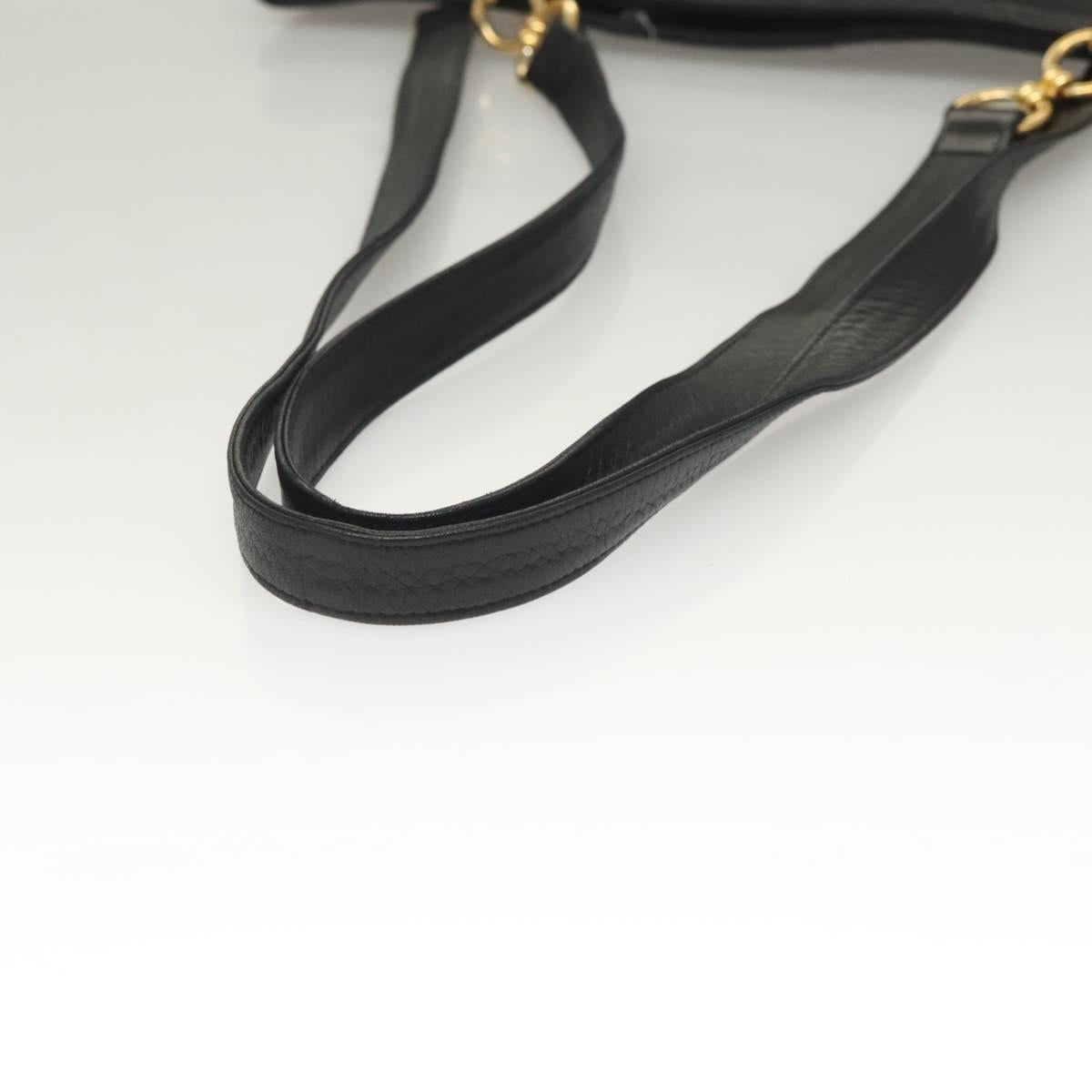 BALLY Tote Bag Leather Black Gold Auth BA3412