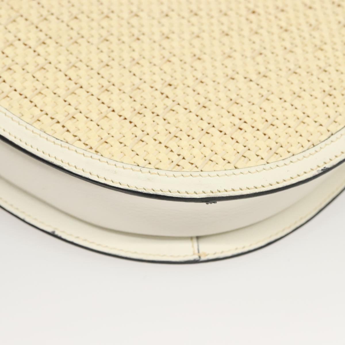 BALLY Shoulder Bag Straw Leather Beige Gold Auth BA3413