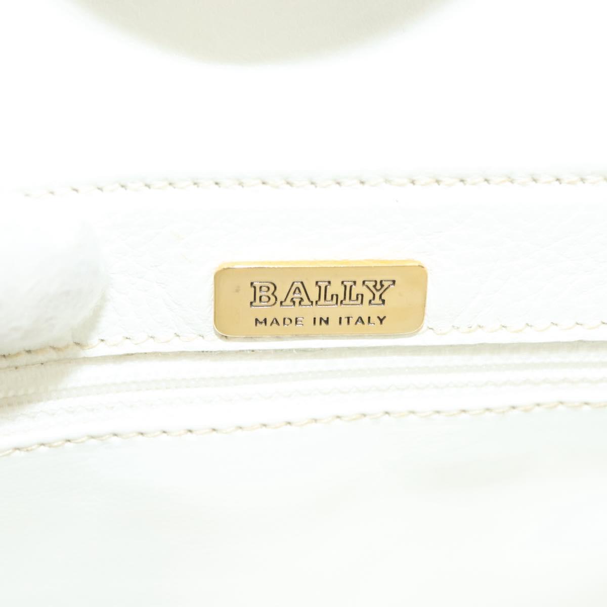 BALLY Shoulder Bag Straw Leather Beige Gold Auth BA3413