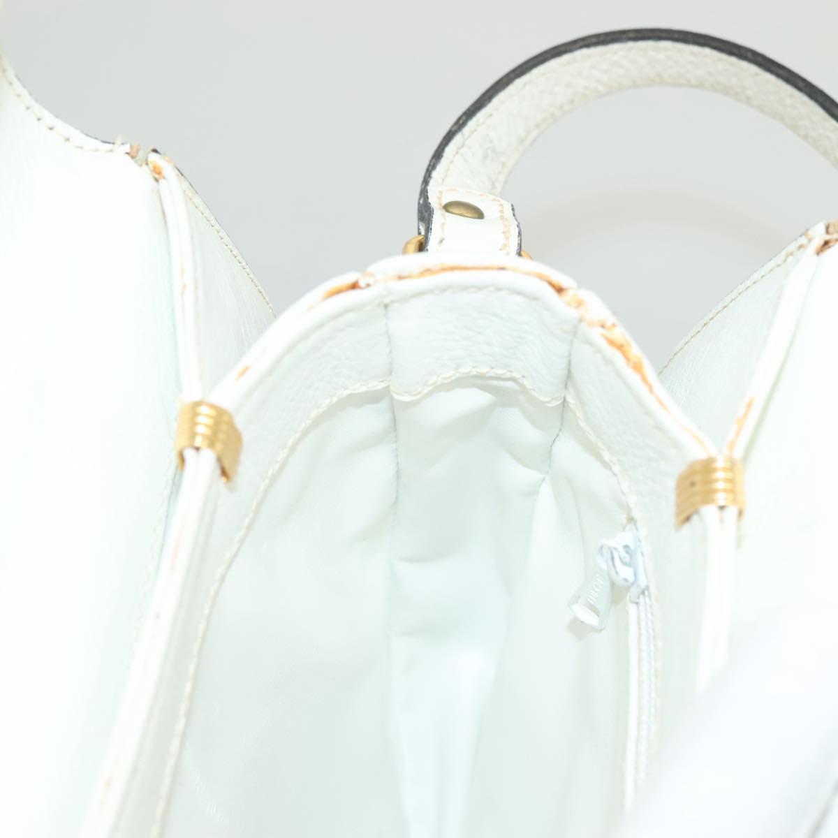 BALLY Shoulder Bag Straw Leather Beige Gold Auth BA3413