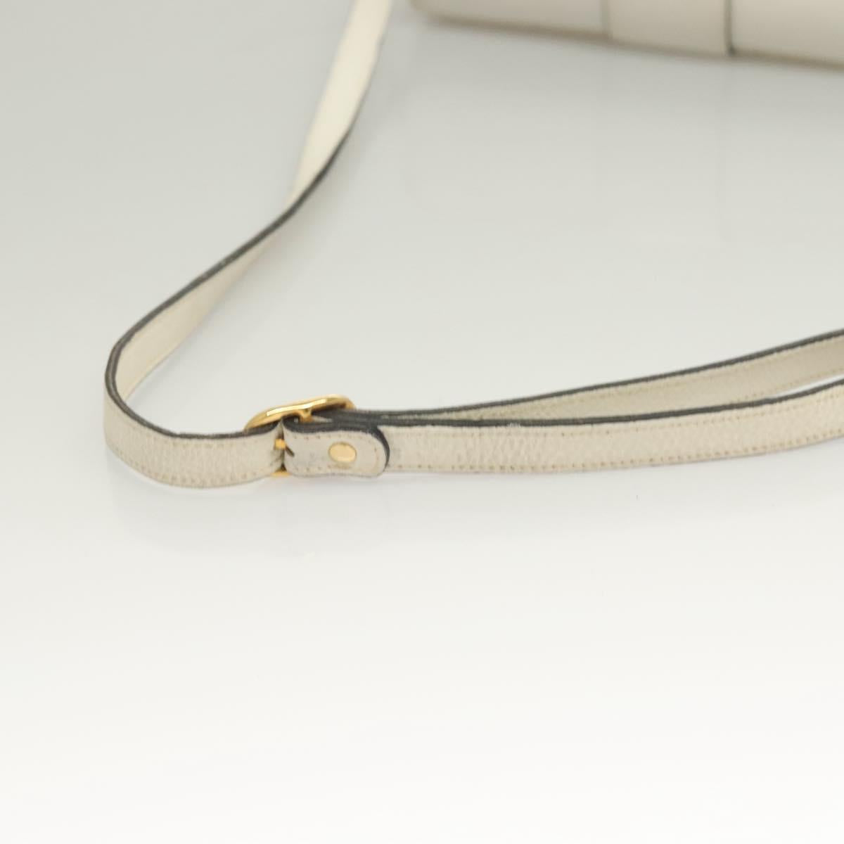 BALLY Shoulder Bag Straw Leather Beige Gold Auth BA3413