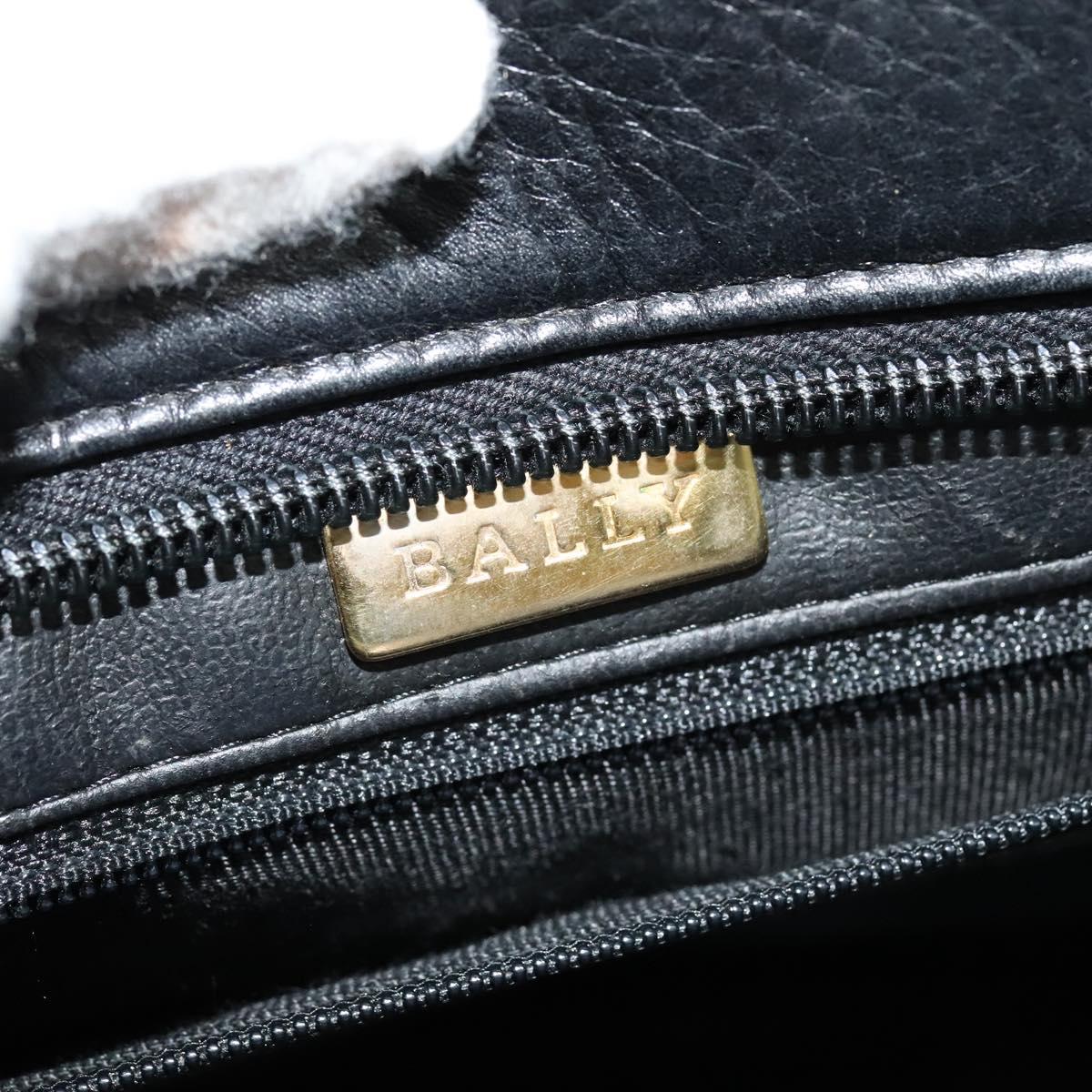 BALLY Tote Bag Leather Embossed Black Gold Auth BA3415