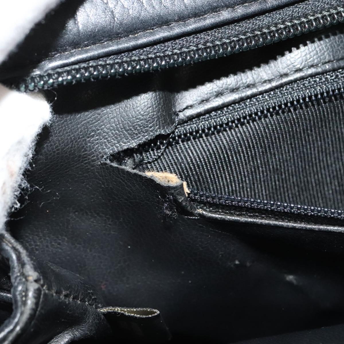 BALLY Tote Bag Leather Embossed Black Gold Auth BA3415