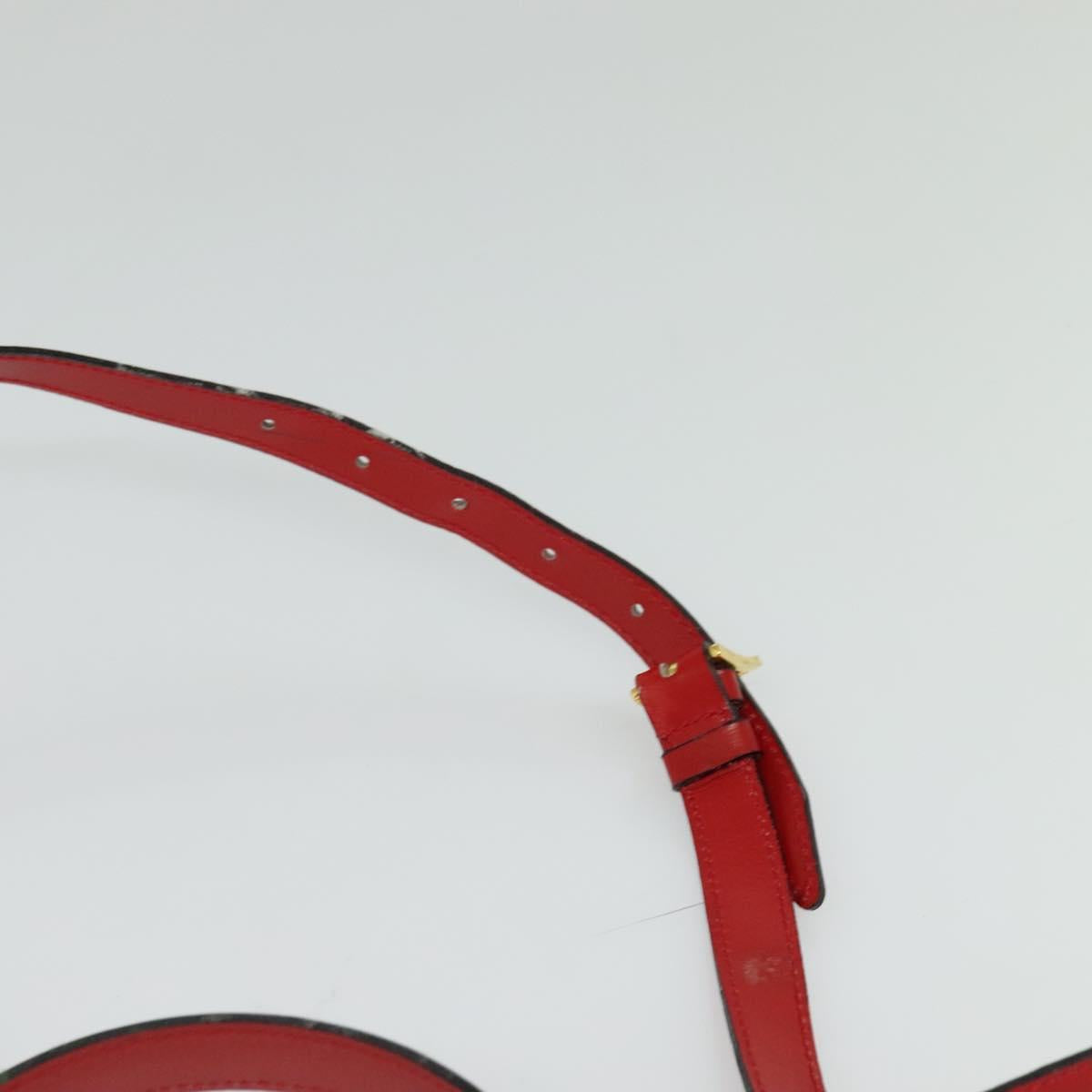 CELINE Hand Bag Leather 2way Red Gold Auth BA3417