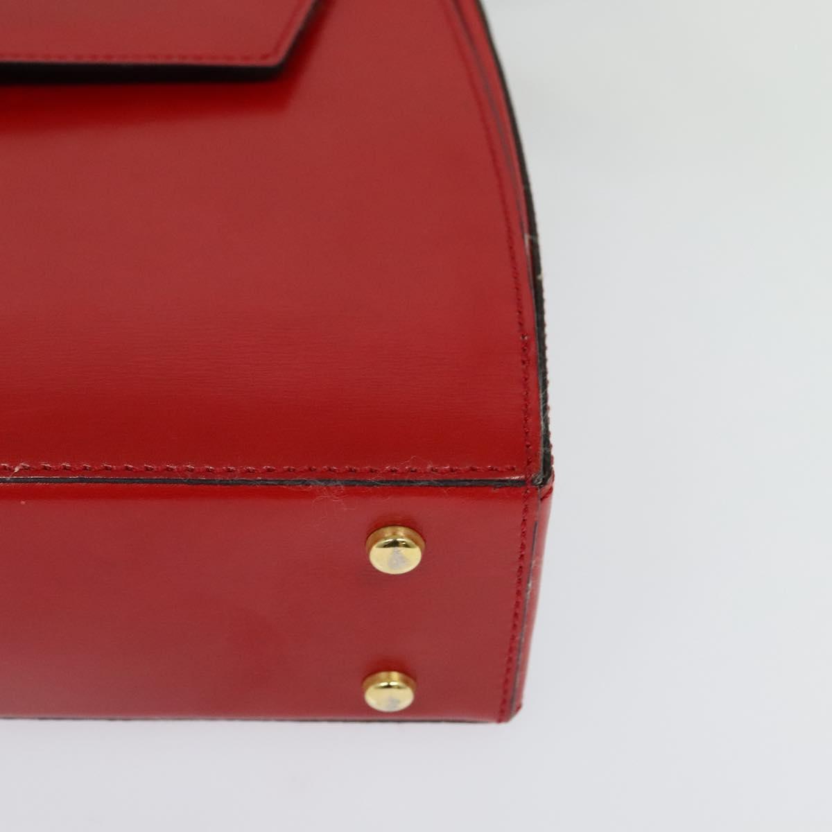 CELINE Hand Bag Leather 2way Red Gold Auth BA3417