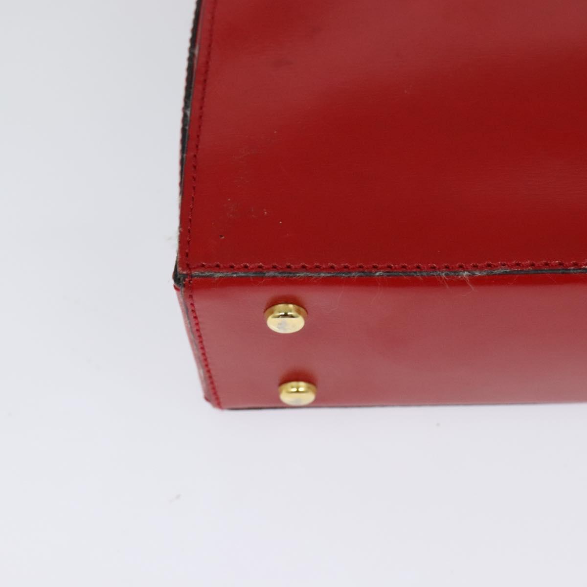 CELINE Hand Bag Leather 2way Red Gold Auth BA3417