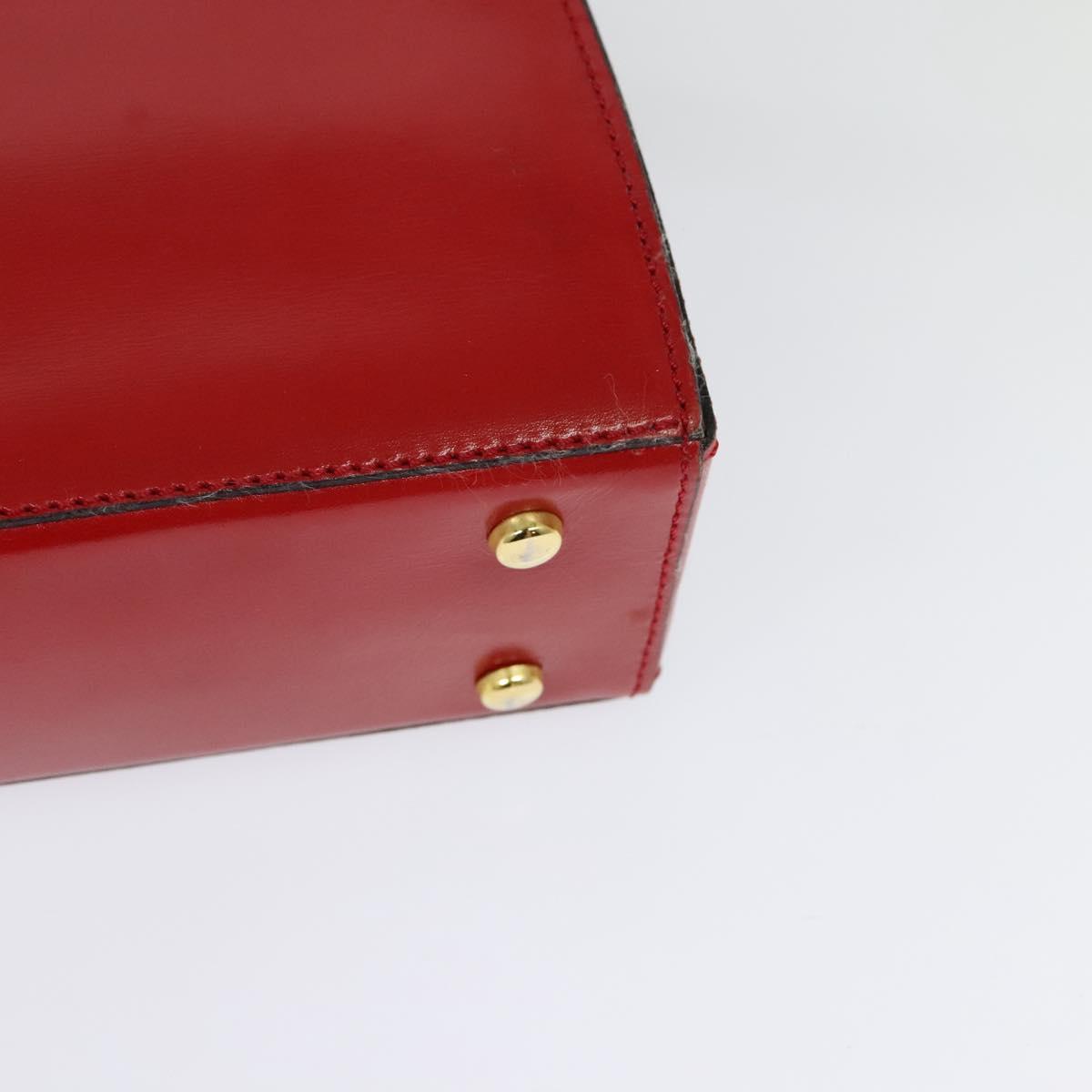CELINE Hand Bag Leather 2way Red Gold Auth BA3417