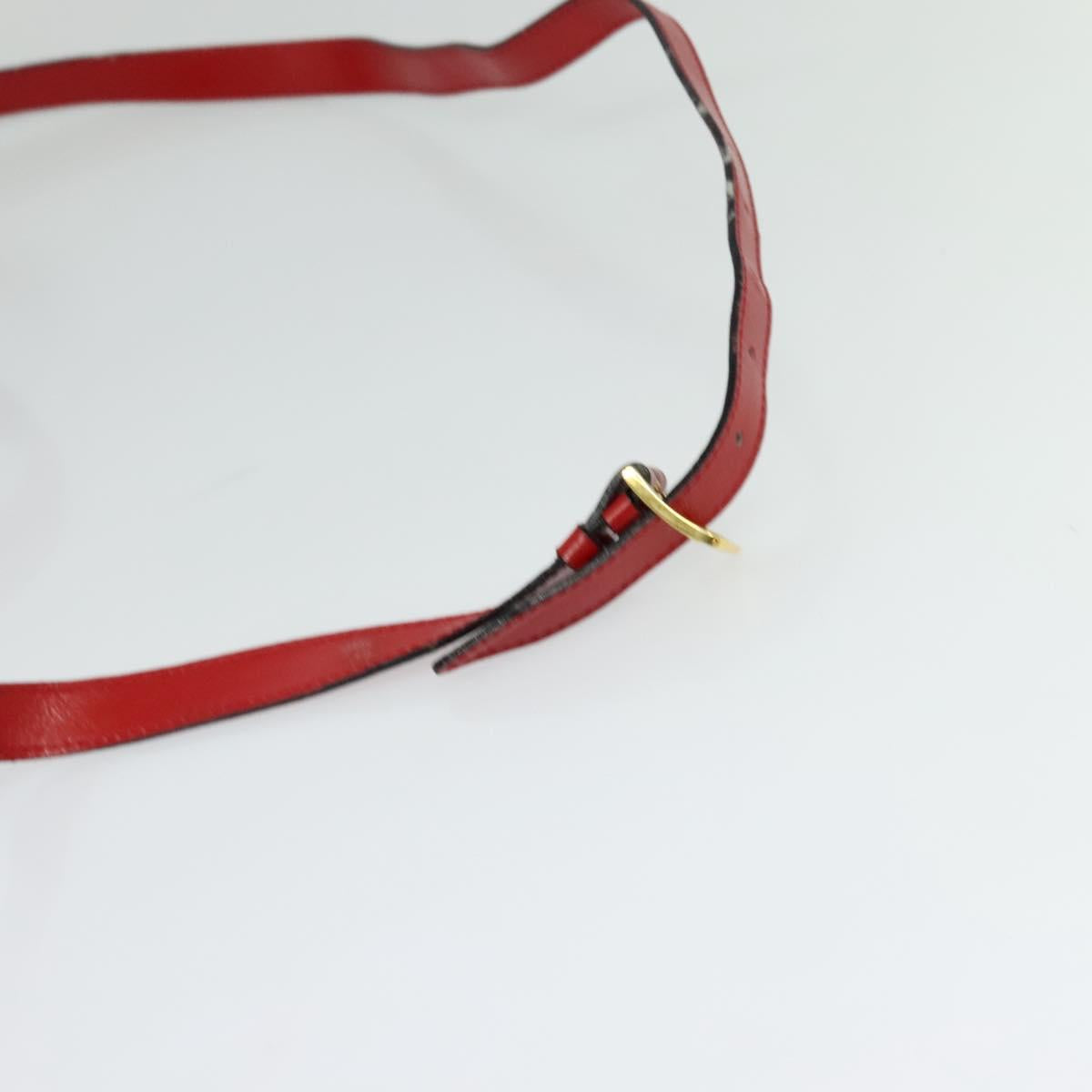CELINE Hand Bag Leather 2way Red Gold Auth BA3417