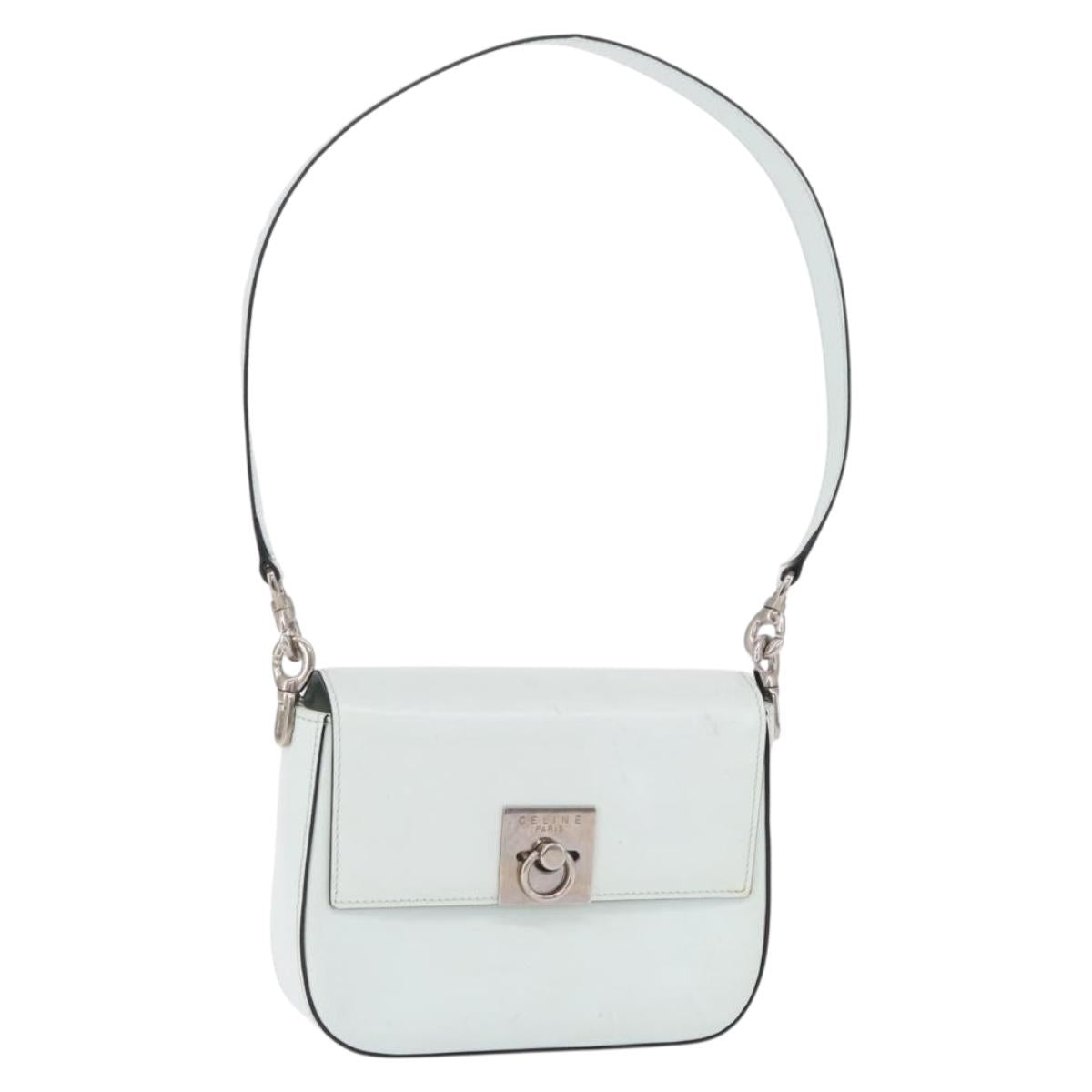 CELINE Shoulder Bag Leather Peppermint Silver Auth BA3419
