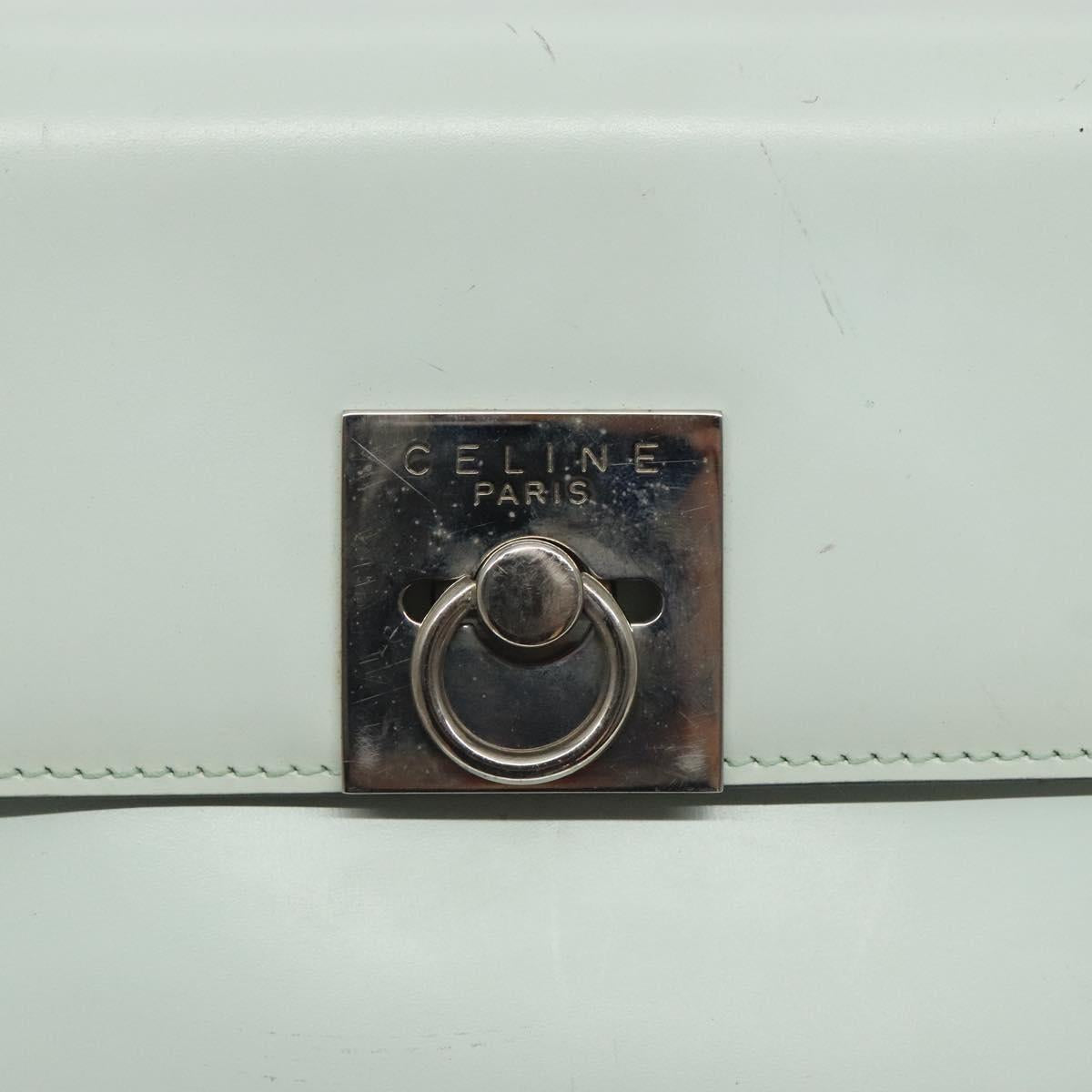 CELINE Shoulder Bag Leather Peppermint Silver Auth BA3419
