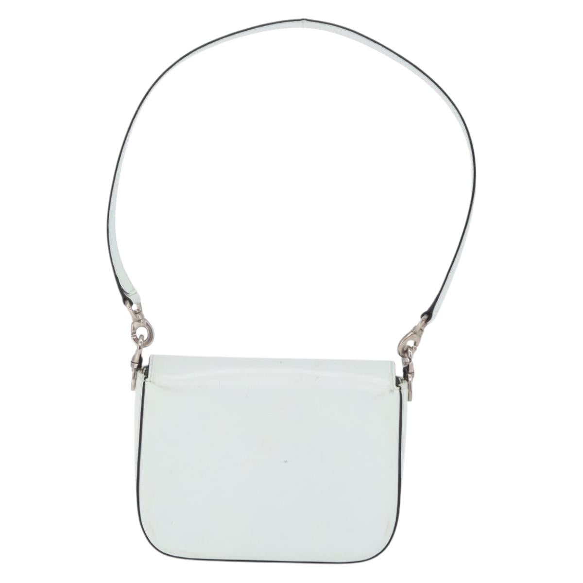 CELINE Shoulder Bag Leather Peppermint Silver Auth BA3419