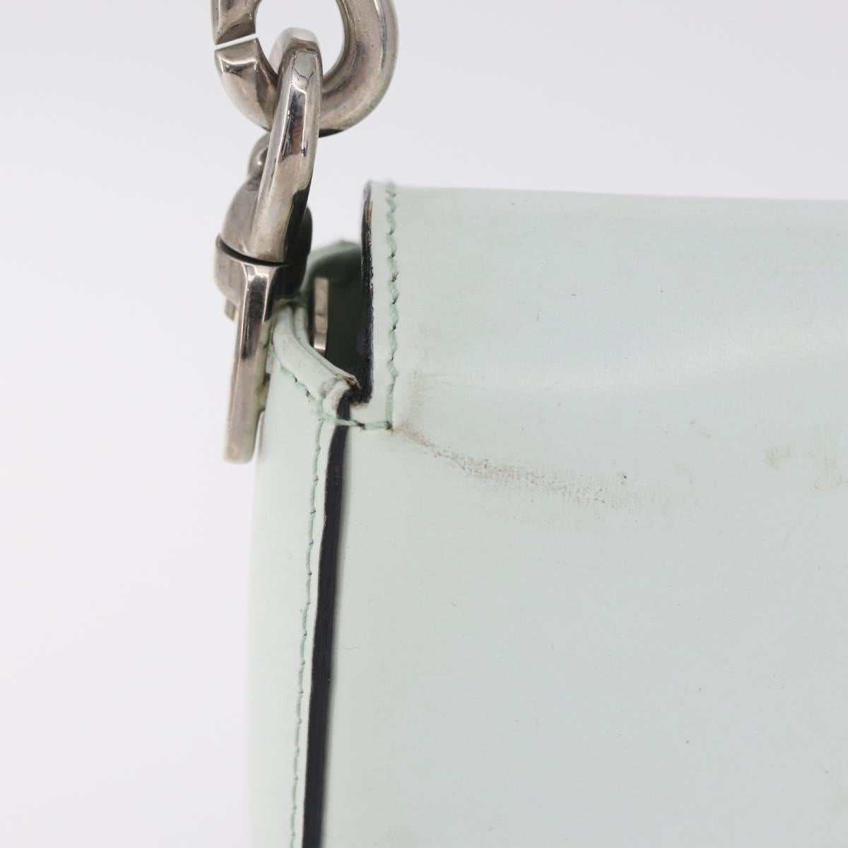CELINE Shoulder Bag Leather Peppermint Silver Auth BA3419
