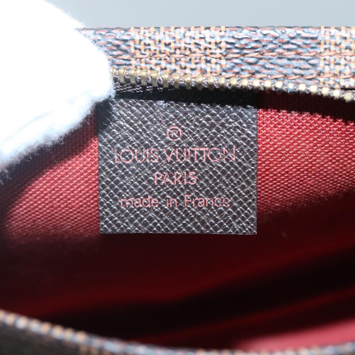 LOUIS VUITTON Damier Ebene Trousse Makeup Pouch N51982 LV Auth BA3421