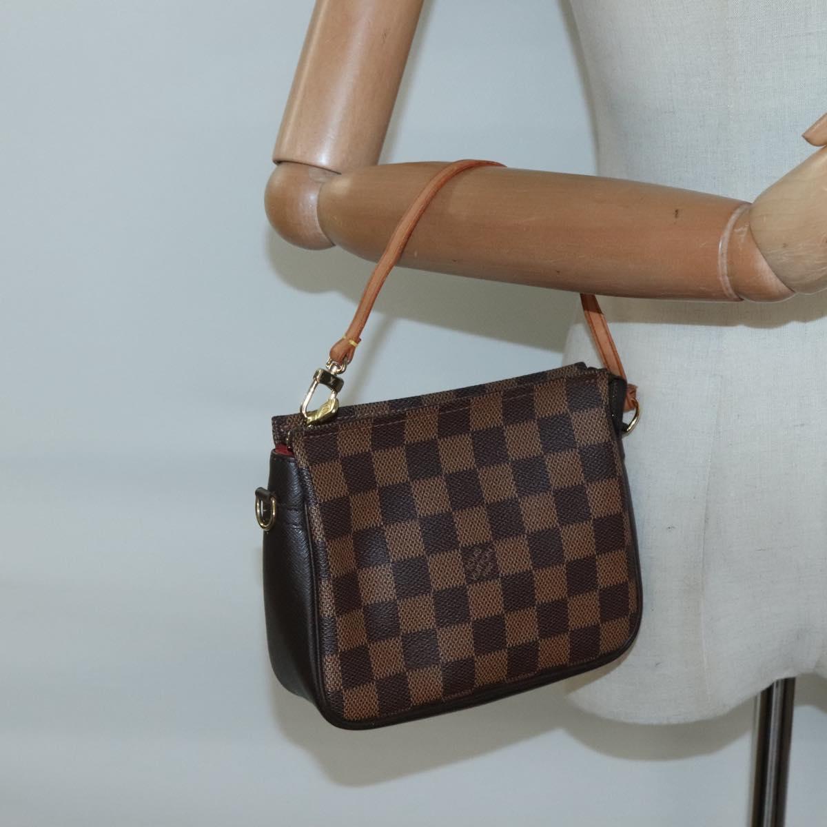 LOUIS VUITTON Damier Ebene Trousse Makeup Pouch N51982 LV Auth BA3421
