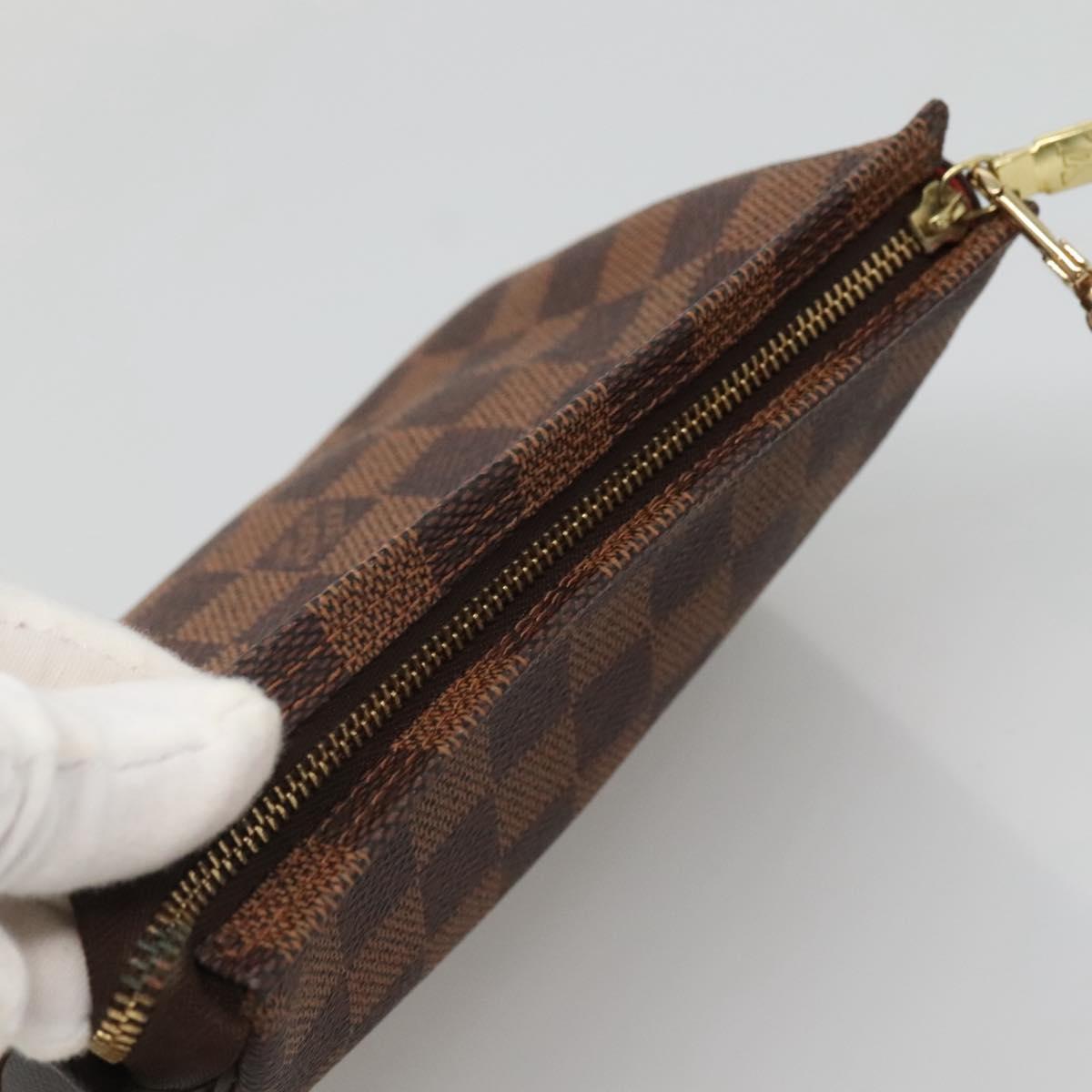 LOUIS VUITTON Damier Ebene Trousse Makeup Pouch N51982 LV Auth BA3421