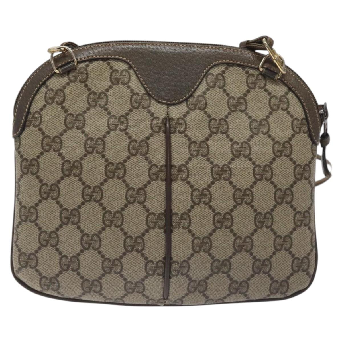 GUCCI GG Supreme Web Sherry Line Shoulder Bag PVC Beige 004 02 047 Auth BA3428