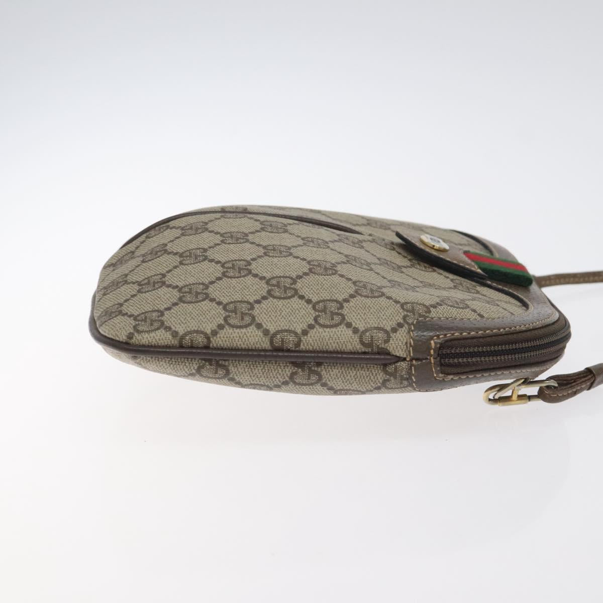 GUCCI GG Supreme Web Sherry Line Shoulder Bag PVC Beige 004 02 047 Auth BA3428