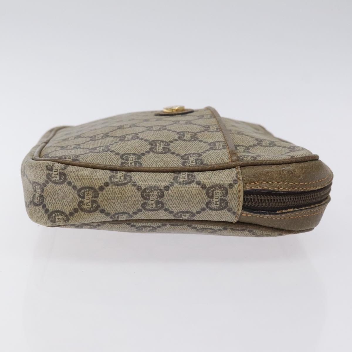 GUCCI GG Plus Supreme Clutch Bag PVC Beige Auth BA3430