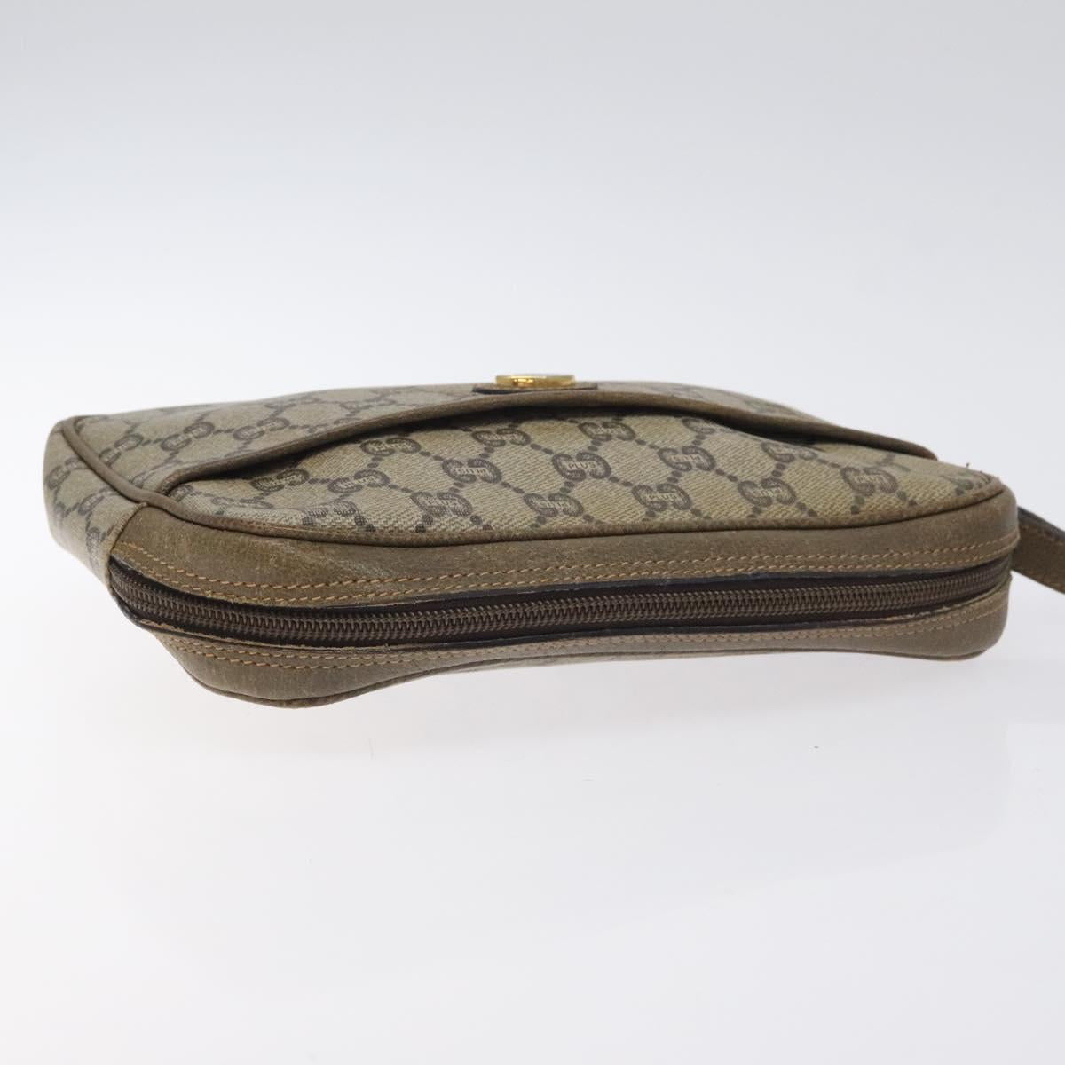 GUCCI GG Plus Supreme Clutch Bag PVC Beige Auth BA3430