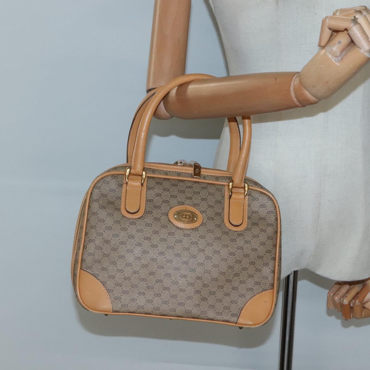 GUCCI Micro GG Supreme Hand Bag PVC Beige Gold 000 39 0030 Auth BA3431