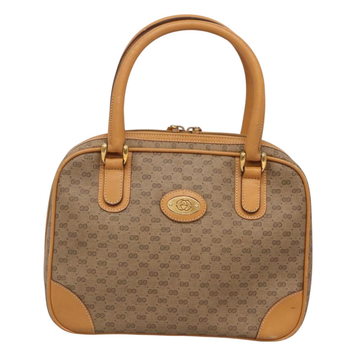 GUCCI Micro GG Supreme Hand Bag PVC Beige Gold 000 39 0030 Auth BA3431