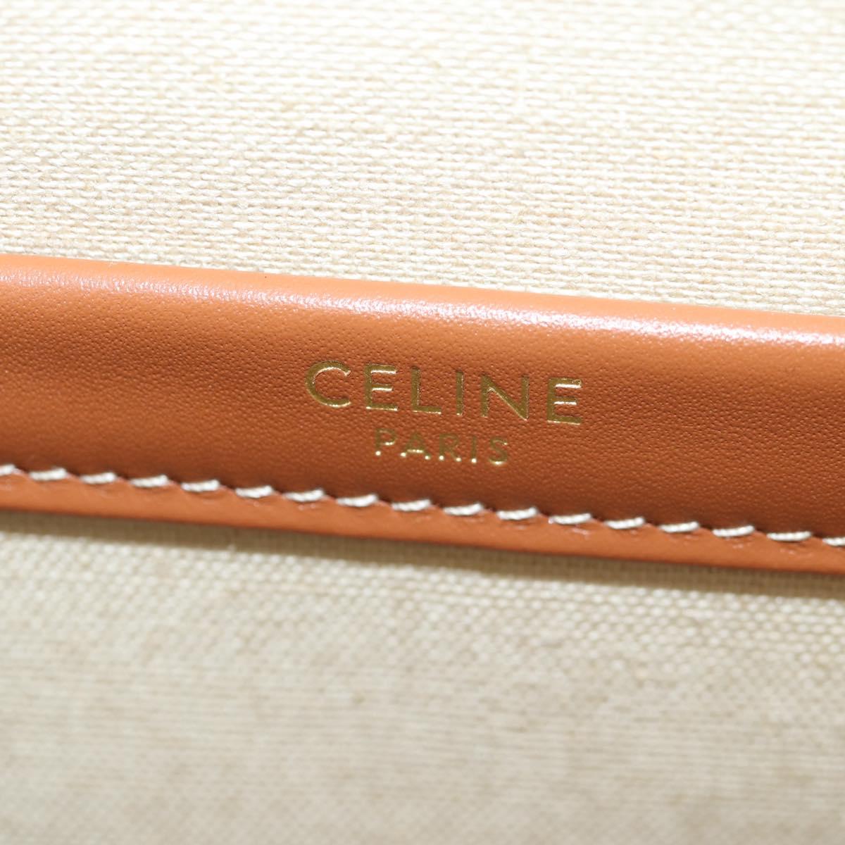CELINE Triomphe Small Cabas Tice Tote Bag Canvas Beige Gold Auth BA3442M