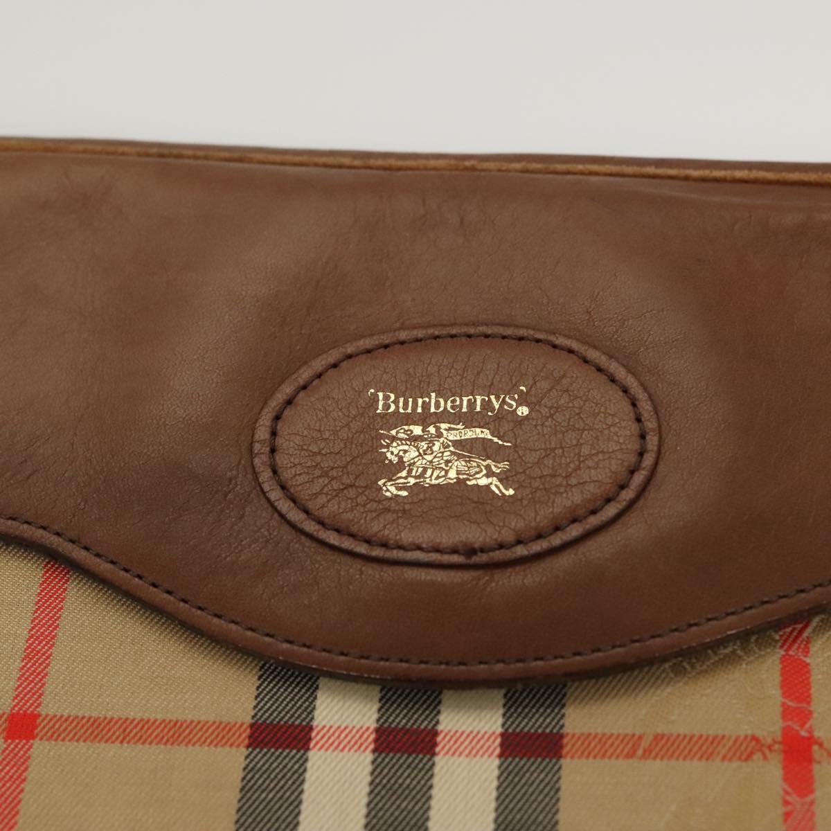 Burberrys Nova Check Document case Clutch Bag Canvas Beige Auth BA3443