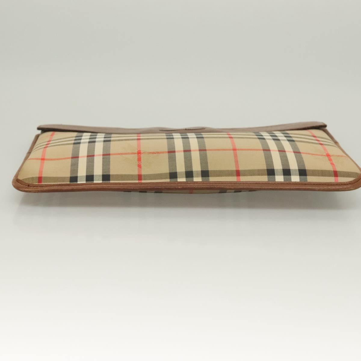 Burberrys Nova Check Document case Clutch Bag Canvas Beige Auth BA3443