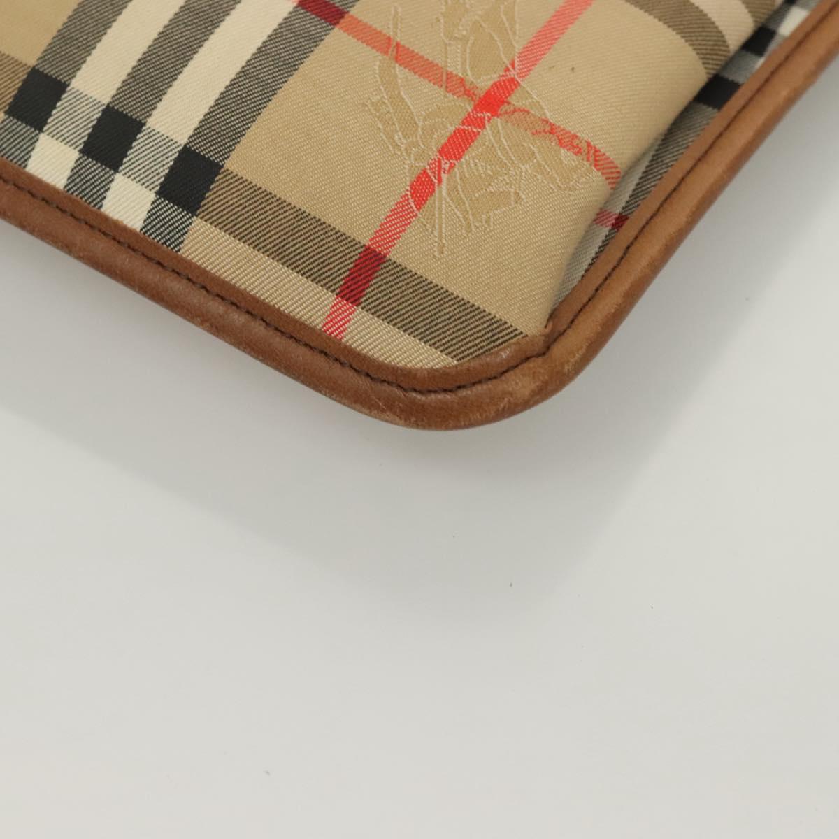 Burberrys Nova Check Document case Clutch Bag Canvas Beige Auth BA3443