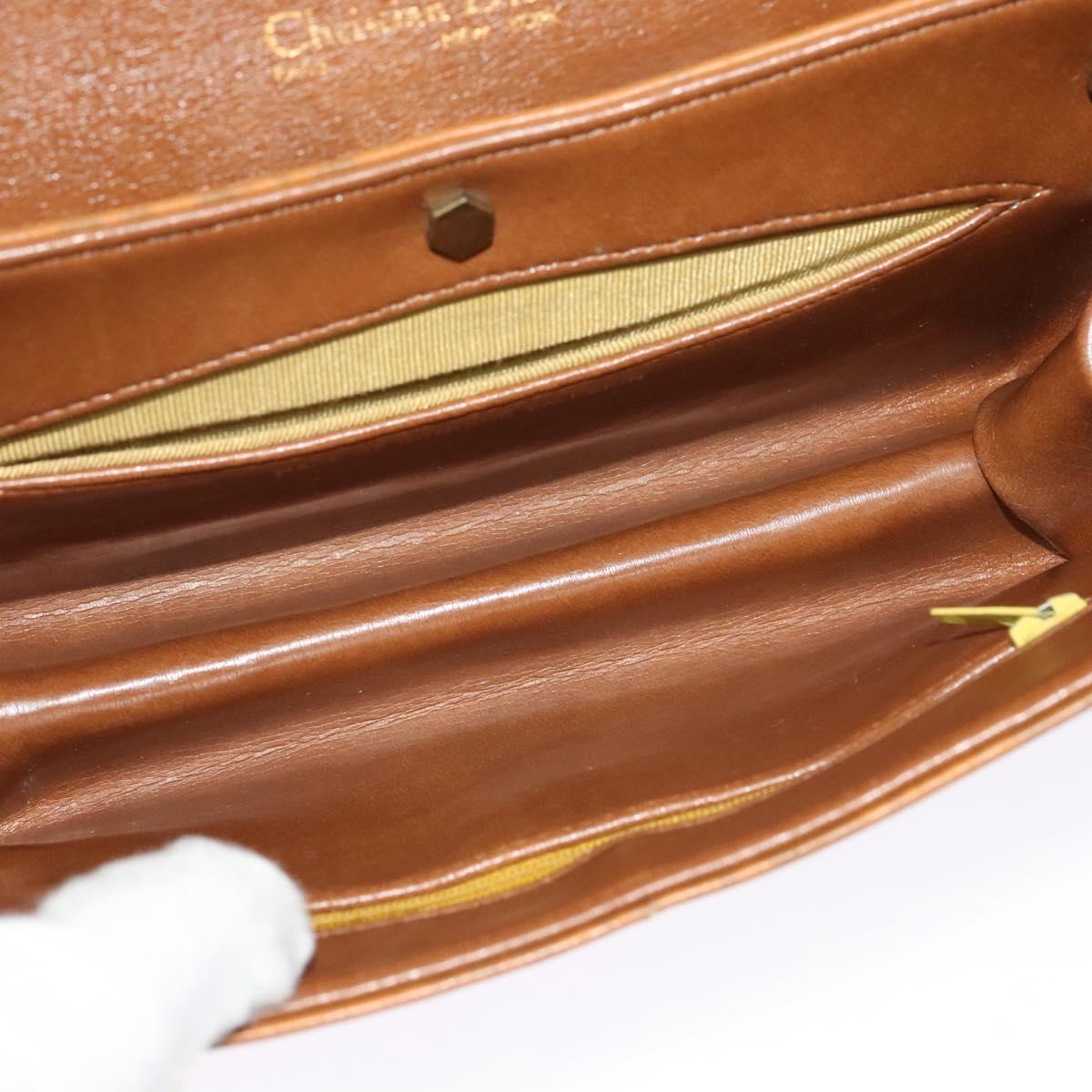 Christian Dior Shoulder Bag Leather Beige Gold Auth BA3445