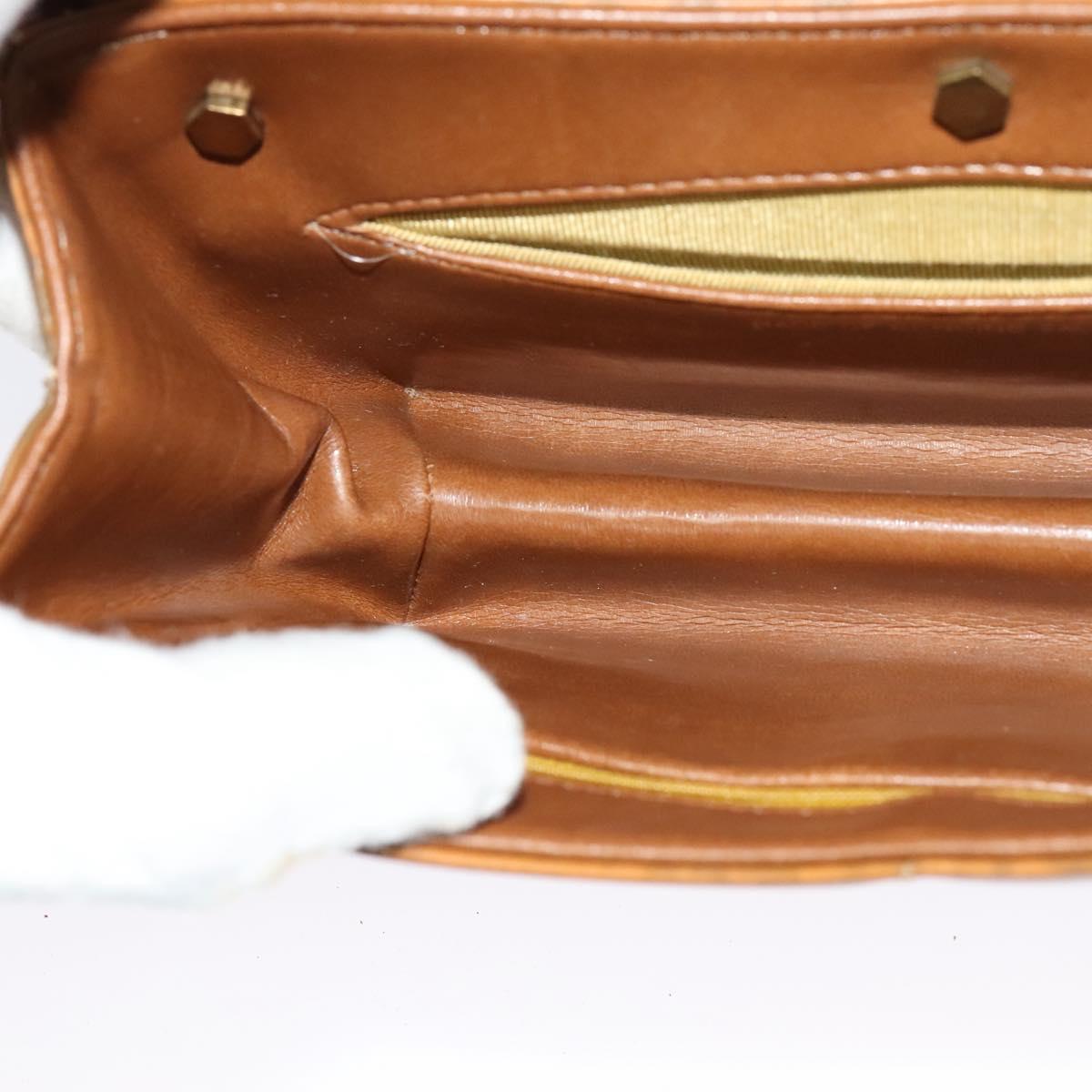Christian Dior Shoulder Bag Leather Beige Gold Auth BA3445