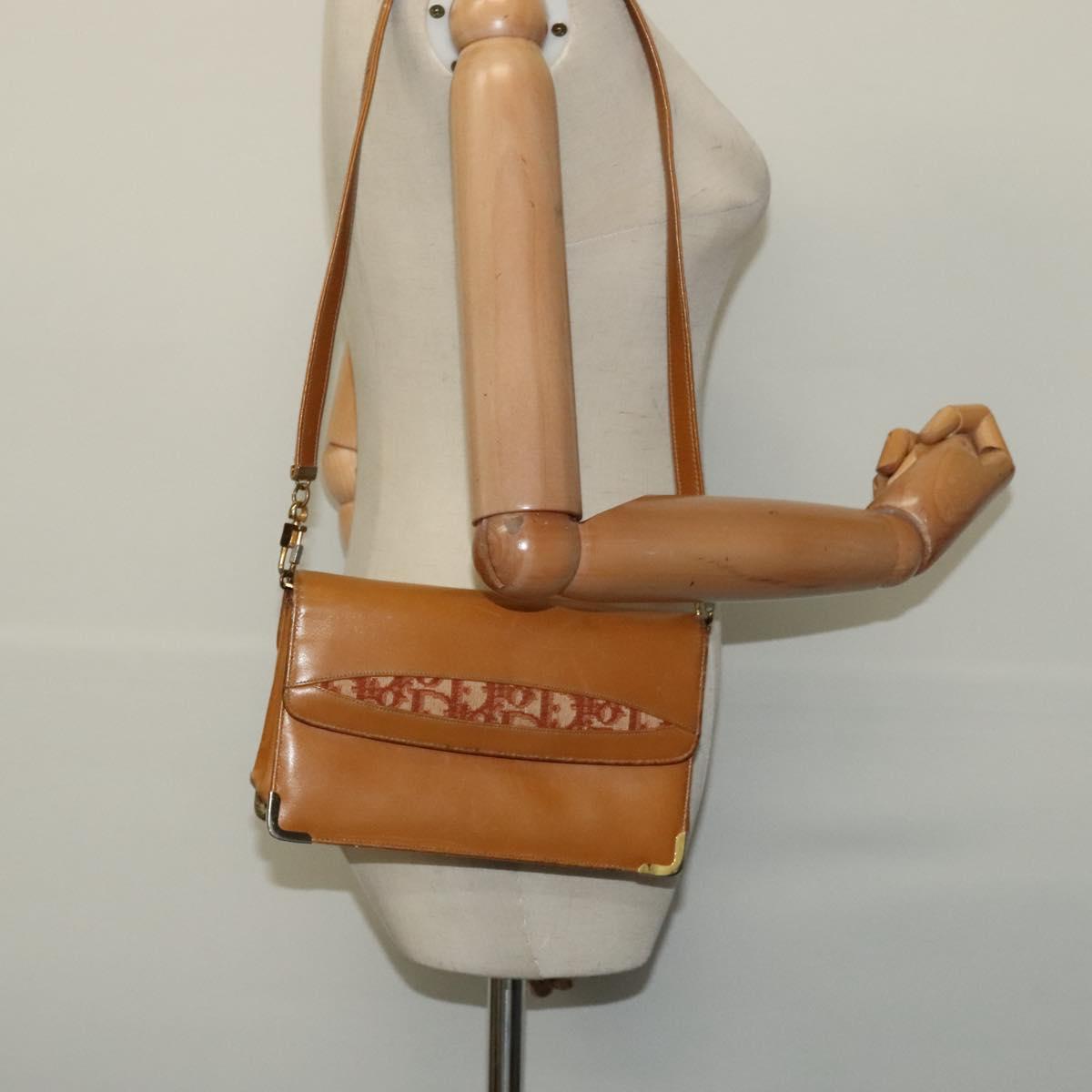 Christian Dior Shoulder Bag Leather Beige Gold Auth BA3445
