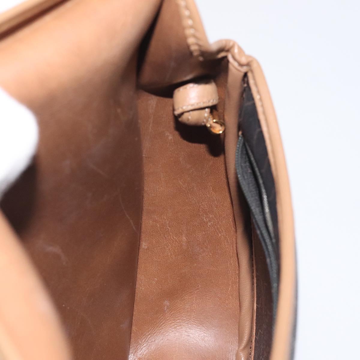 Christian Dior Honeycomb Canvas Shoulder Bag PVC Leather Black Gold Auth BA3446