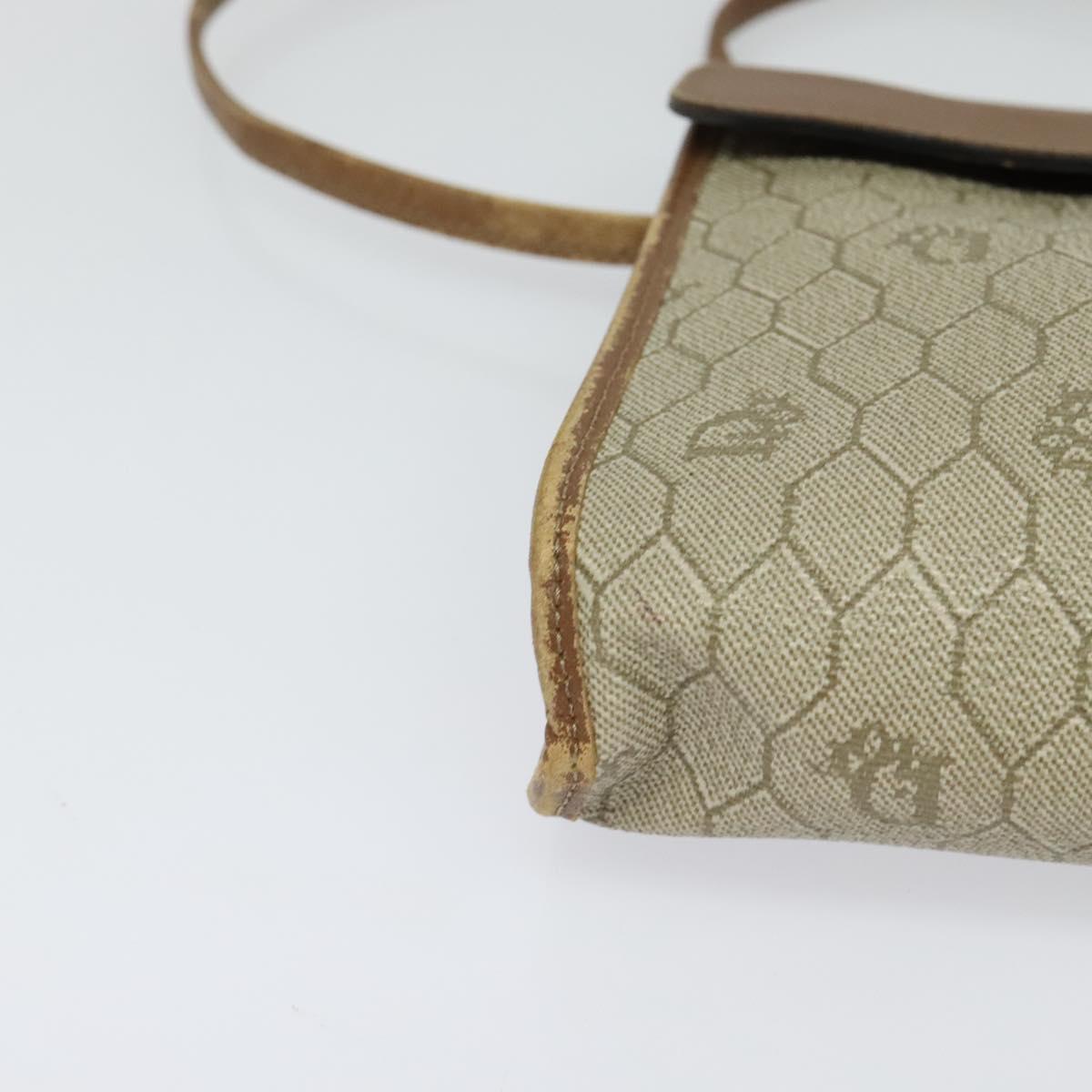 Christian Dior Honeycomb Canvas Shoulder Bag PVC Beige Auth BA3448