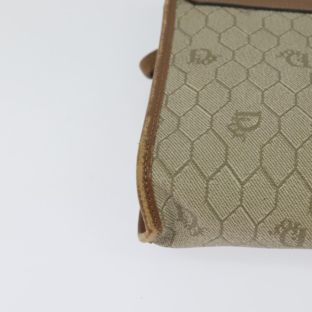Christian Dior Honeycomb Canvas Shoulder Bag PVC Beige Auth BA3448