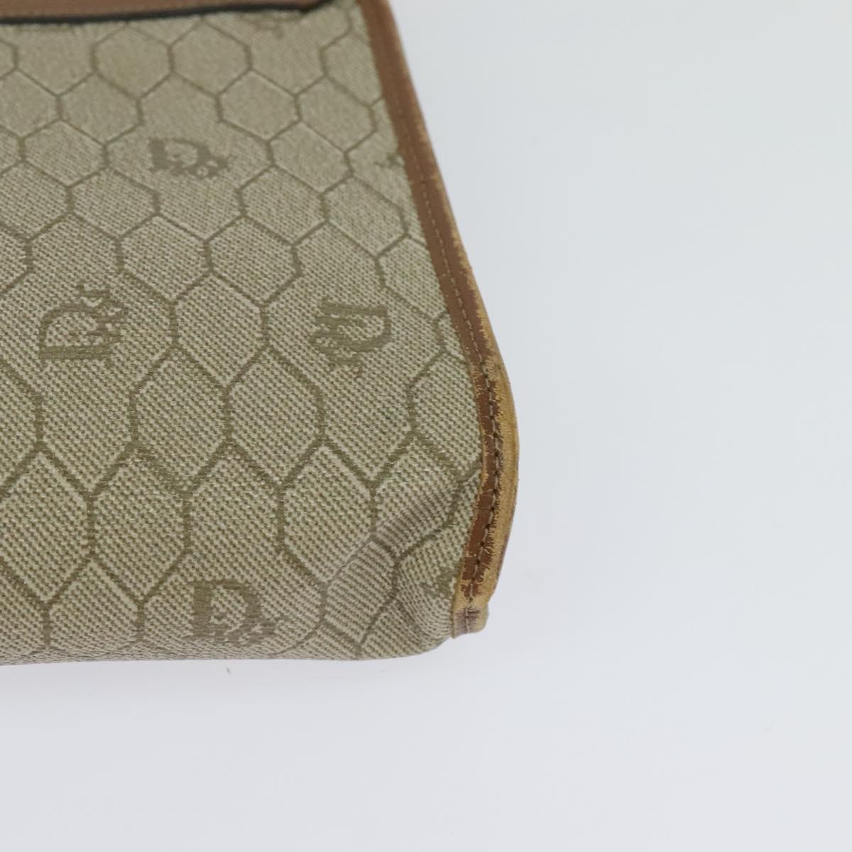Christian Dior Honeycomb Canvas Shoulder Bag PVC Beige Auth BA3448