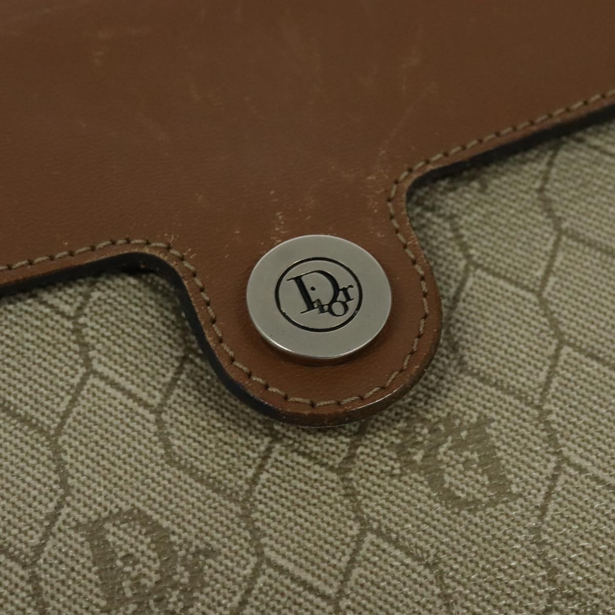 Christian Dior Honeycomb Canvas Shoulder Bag PVC Beige Auth BA3448
