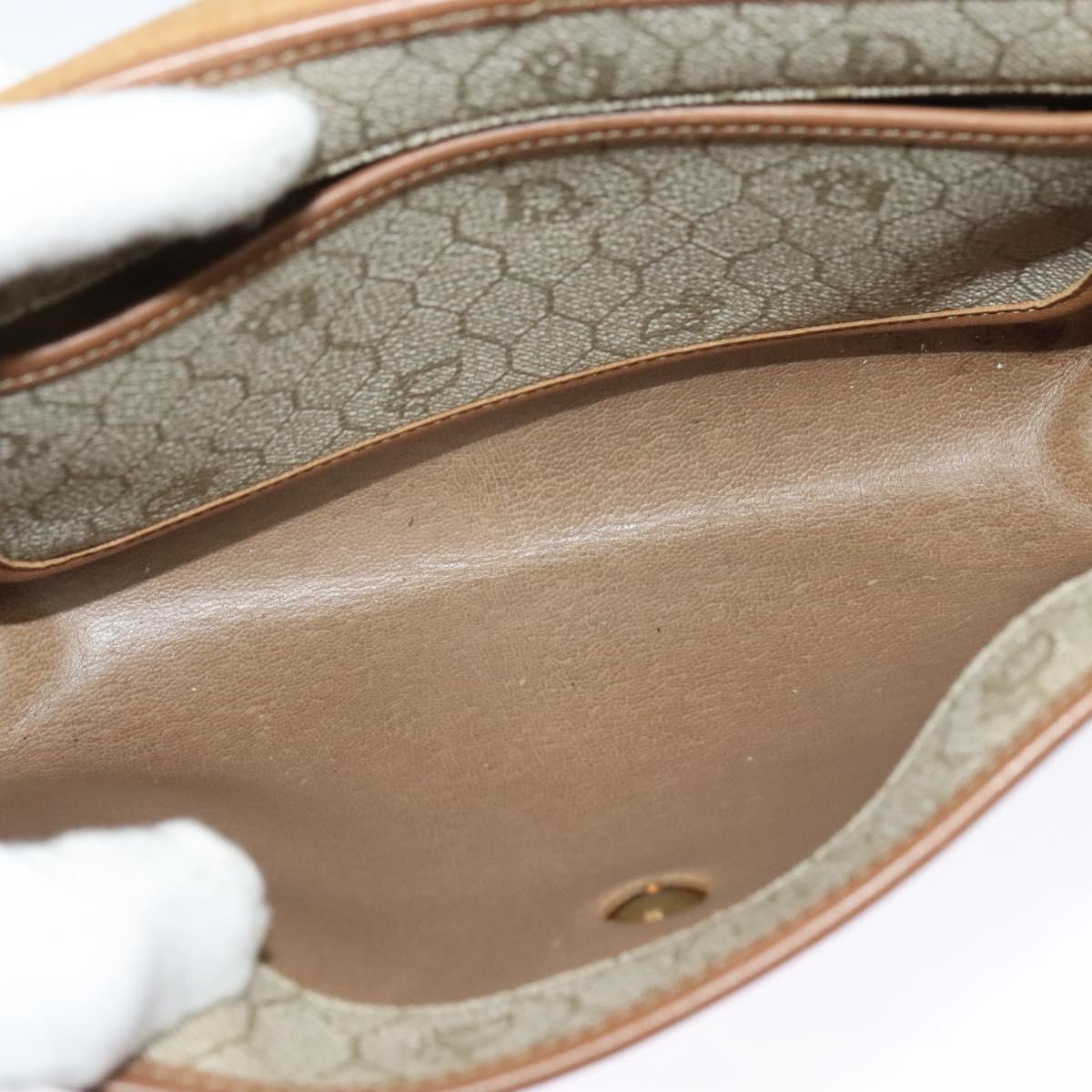 Christian Dior Honeycomb Canvas Shoulder Bag PVC Beige Auth BA3448