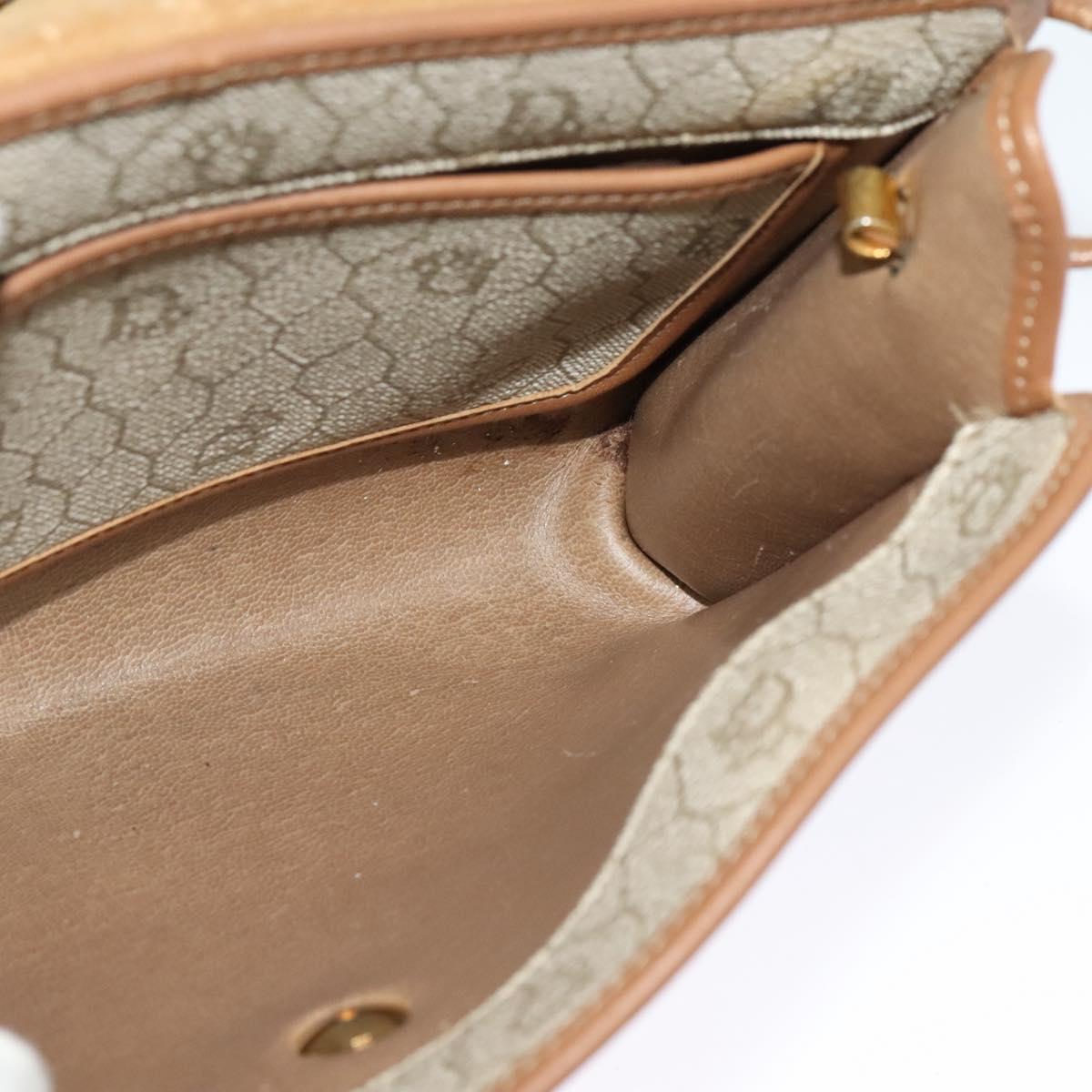 Christian Dior Honeycomb Canvas Shoulder Bag PVC Beige Auth BA3448