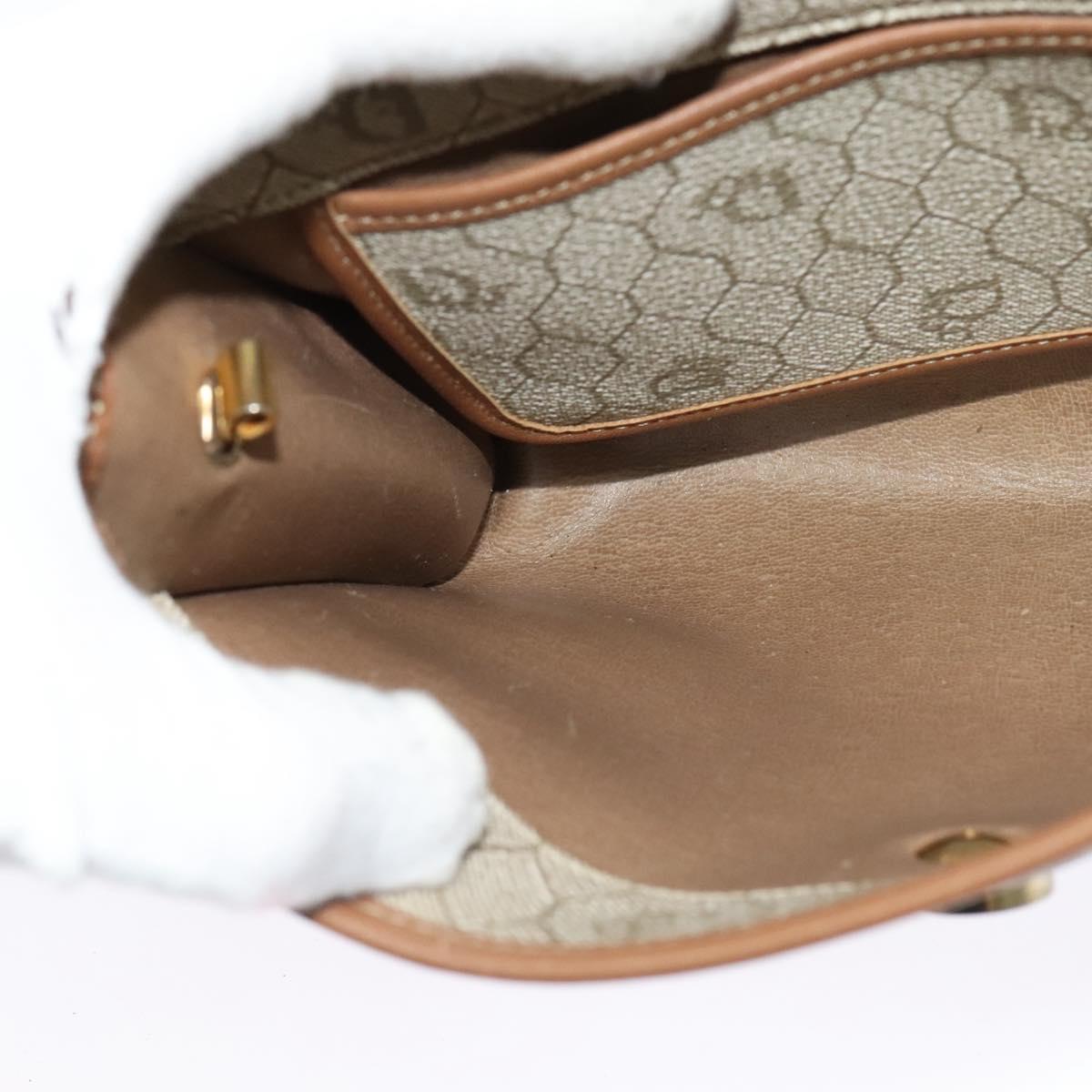 Christian Dior Honeycomb Canvas Shoulder Bag PVC Beige Auth BA3448
