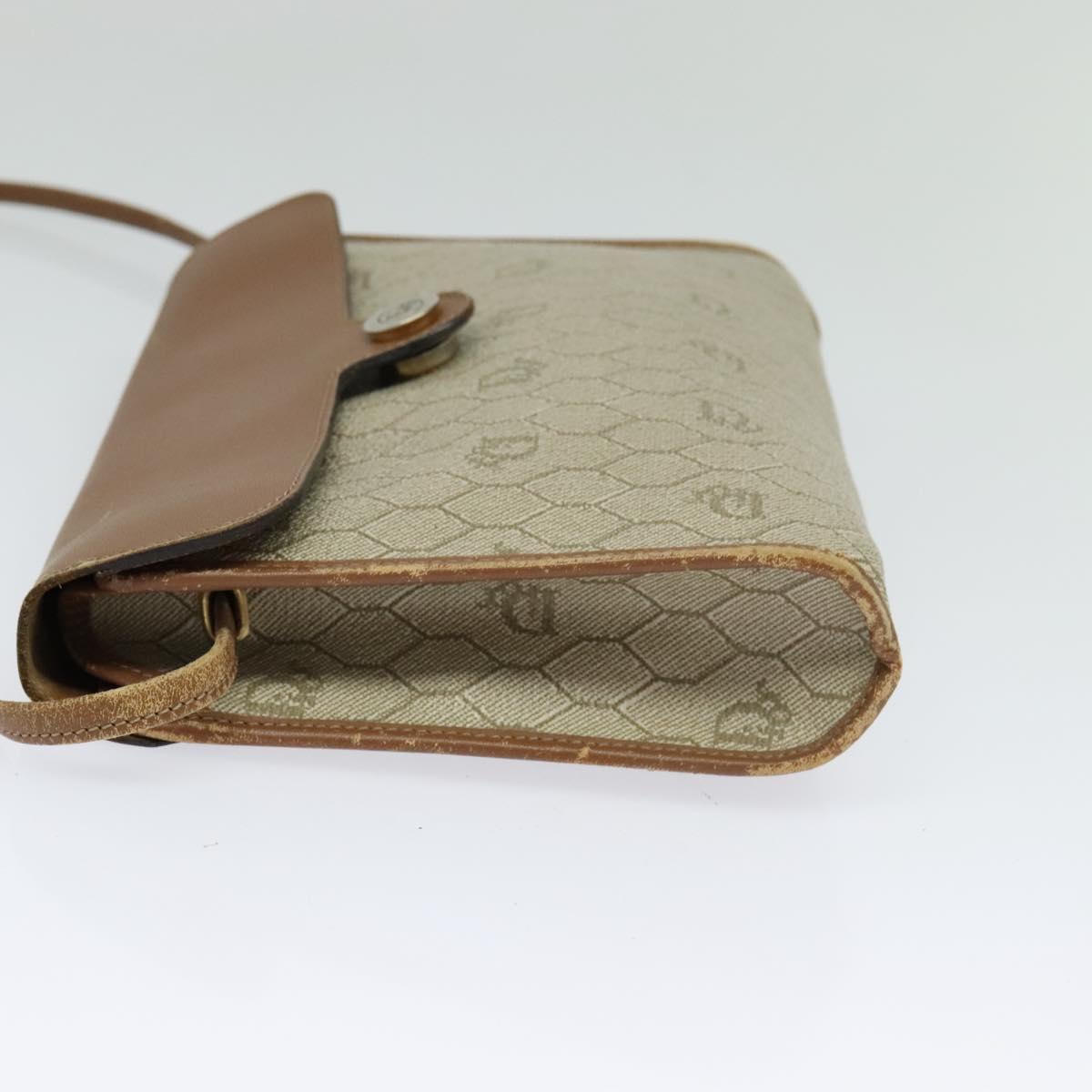 Christian Dior Honeycomb Canvas Shoulder Bag PVC Beige Auth BA3448