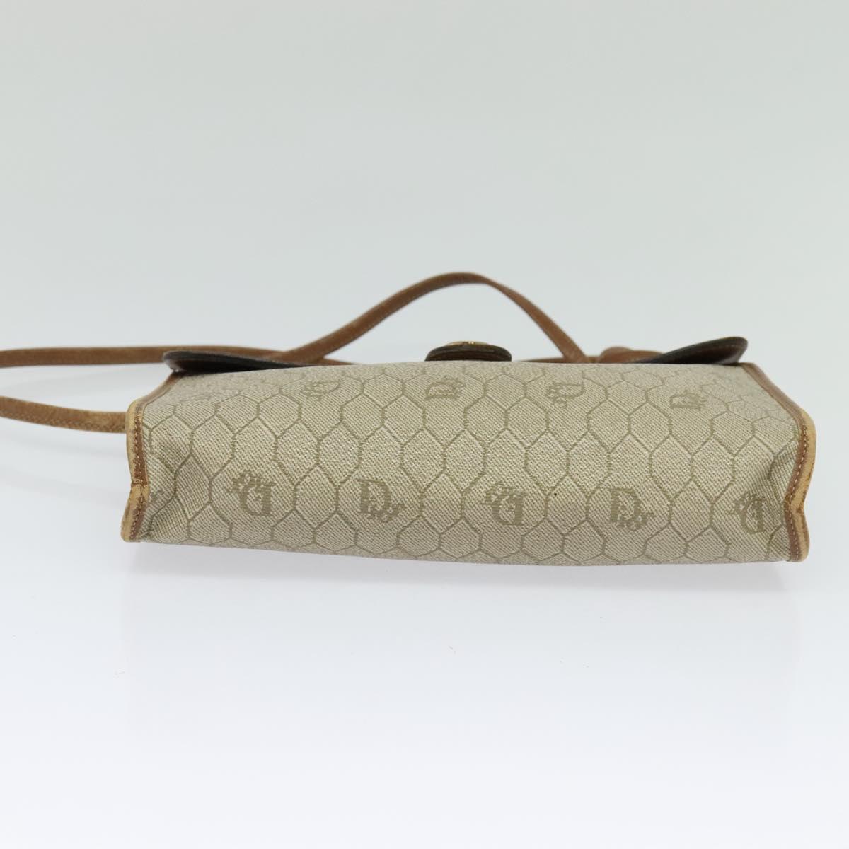 Christian Dior Honeycomb Canvas Shoulder Bag PVC Beige Auth BA3448
