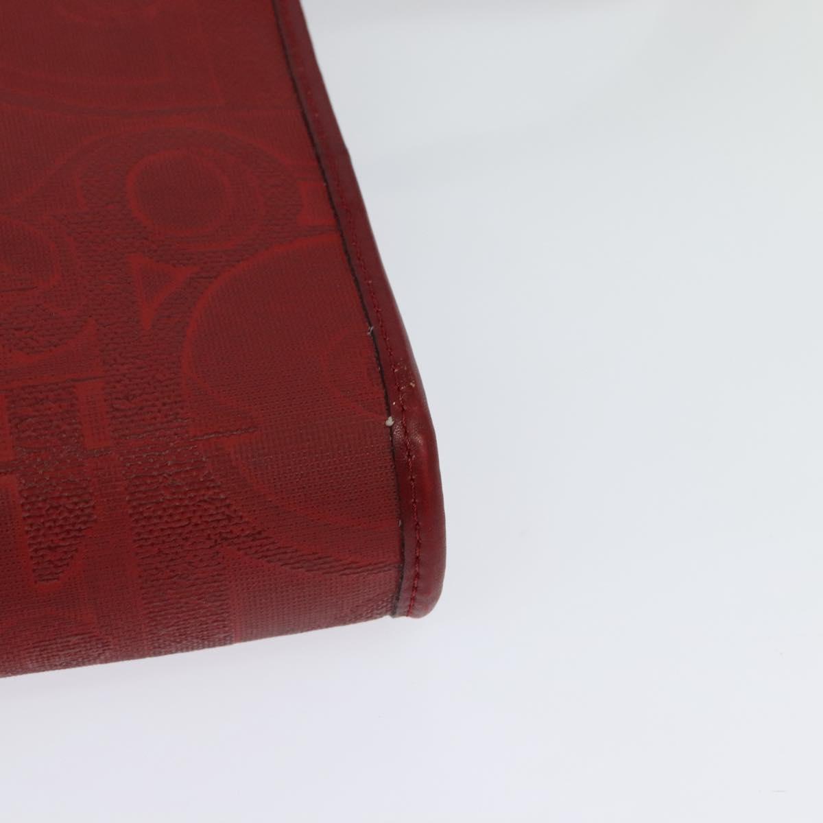 Christian Dior Trotter Canvas Shoulder Bag Red Gold Auth BA3450