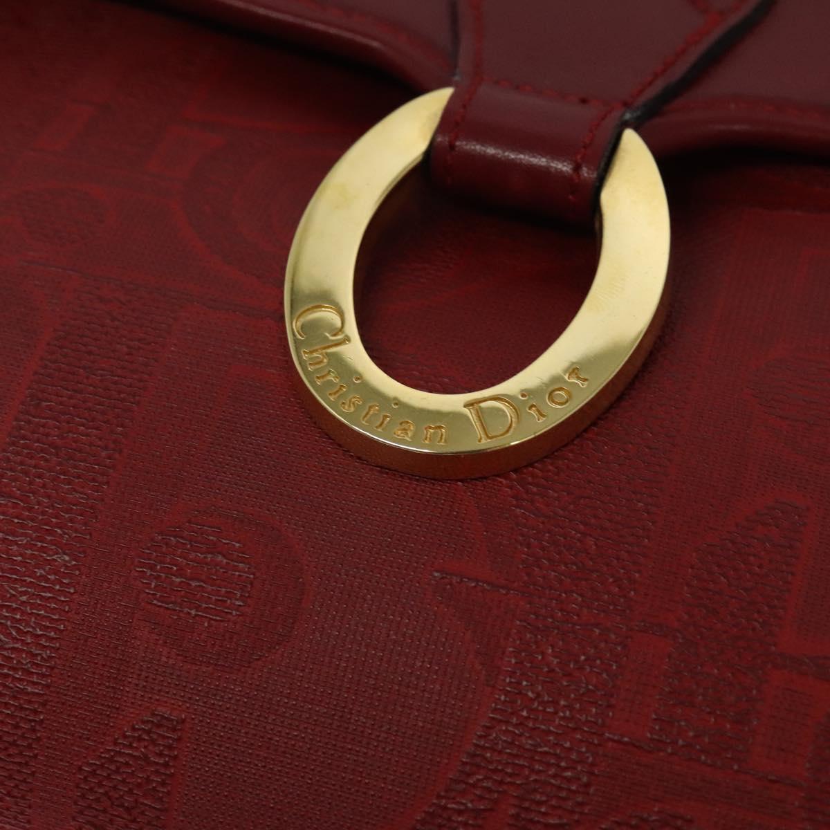 Christian Dior Trotter Canvas Shoulder Bag Red Gold Auth BA3450