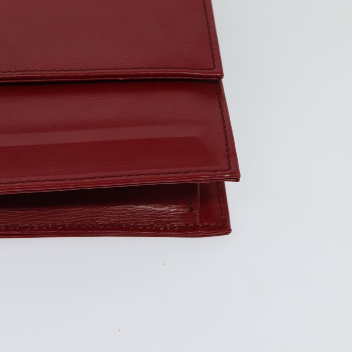 Christian Dior Chain Shoulder Bag Leather Red Gold Auth BA3452